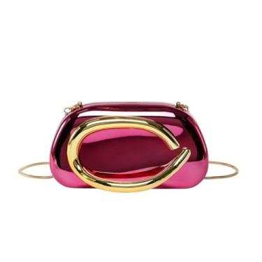 Imagem de Esta elegante bolsa quadrada metálica possui uma alça de corrente exclusiva e criativa, perfeita para festas noturnas e passeios diários.