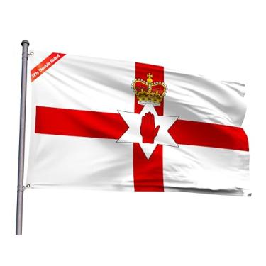 Imagem de Bandeira de dupla face da Irlanda do Norte 10 x 1,8 m Bandeira nacional de poliéster da Irlanda do Norte com 2 ilhós para decoração de festa patriótica da Irlanda do Norte (Irlanda do Norte, 10 x 1,8
