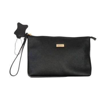 Imagem de Necessaire Feminina Preta Com Alça Em Couro