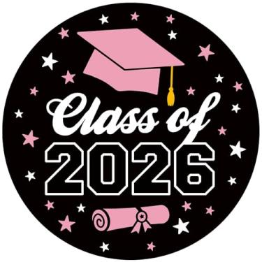 Imagem de Pacote com 120 adesivos de formatura Class of 2026 – Vermelho/Azul/Preto-Rosa Etiquetas redondas de 4 cm para lembrancinhas, envelopes e decorações de festa – Materiais para festa de formatura Class