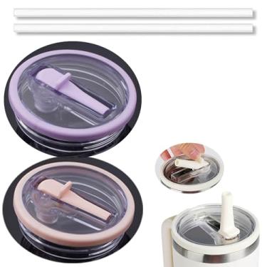 Imagem de 2 peças de 1,134 g copo de substituição com tampa flip de canudo compatível com copo Stanley Cup 1,134 g, 121 combinações de cores, tampa de canudo Stanley Flip sem odor e à prova de vazamento