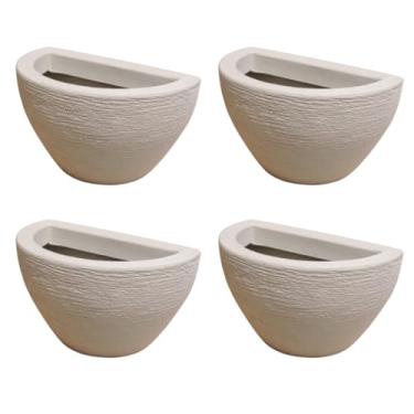Imagem de Vasos Decorativos De Parede jardim varanda Meia Lua Escovado De Polietileno jardim vertical para Jardim Vertical, Acabamento Escovado - Para Varanda, Sala e Cozinha(Bege)