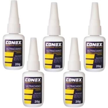 Imagem de KIT 5 COLA ADESIVO INSTANTÂNEO SECAGEM RÁPIDA ULTRACIANO 20g CONEX - C