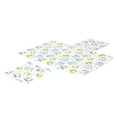 Imagem de Trocador de Fraldas Portátil Bebê Impermeável com Bolsos, Estampas Coloridas de Animais e Brinquedos (Amarelo Urso)