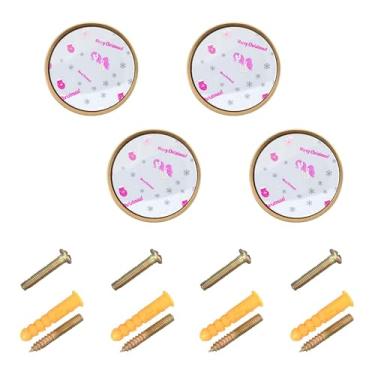 Imagem de Burbuja Puxadores de armário de cozinha de pôneis de inverno, pacote com 4, puxadores redondos de 3,5 cm, puxadores de cômoda com parafusos para armários de cozinha, quarto, armário