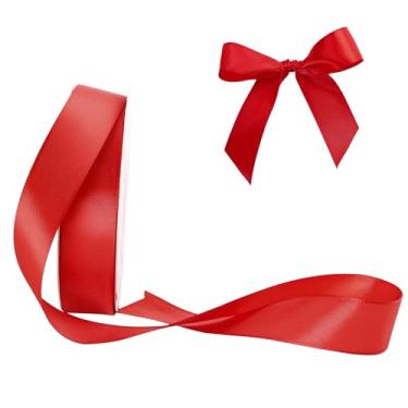 Imagem de HYSSINOWRAP Fita de cetim decorativa para embrulho de presente, 2,5 cm de largura, várias cores disponíveis (012-vermelho, 2,5 cm)