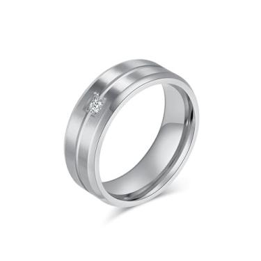 Imagem de YIFSIY Alianças de casamento de 8 mm para homens e mulheres, banhado a ouro 18K branco/amarelo/preto com zircônia cúbica, anel de presente de joia tamanho 7-12, Banhado a ouro, Zircônia cúbica