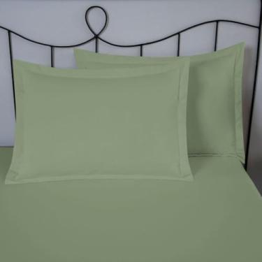 Imagem de Kit 2 Porta Travesseiros Percal 180 Fios Verde Claro (70x50 cm) 80% Algodão 20% Poliéster