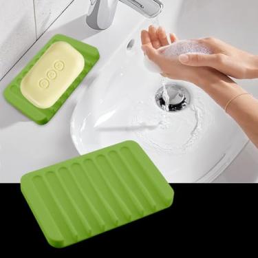 Imagem de Saboneteira pente de silicone para banheiro - 1 peça côncava e convexa autodrenante, serve para acessório de banheiro, suporte de sabão e bandeja de sabão seco