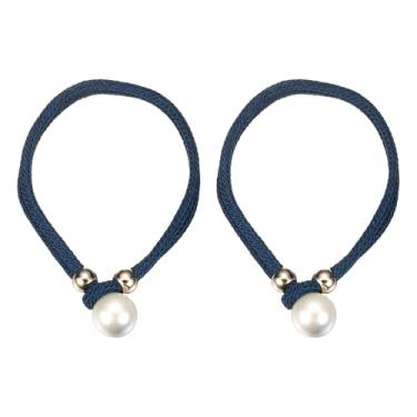 Imagem de PATIKIL Laços de cortina de pérola, pacote com 2 suportes decorativos de amarrar de pérola com cordas de anel de fixação para cortina de janela, azul cobalto