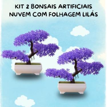 Imagem de Genérico, Kit 2 Bonsais Decorativo Nuvem com Folhagem Lilás – Beleza Sem Manutenção