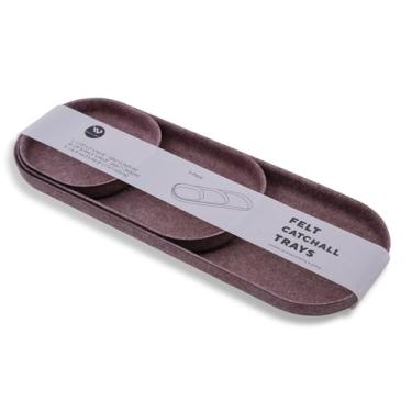 Imagem de Welaxy EDC Cathall Bandeja em forma de pílula de feltro elegante mesa de cabeceira multibandeja de entrada para chaves, telefone, carteira, relógio, óculos, canetas, vida minimalista, 3 peças (baga