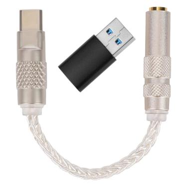 Imagem de Adaptador Áudio USB-C para 3,5mm com DAC de Chip Duplo CX31993 MAX97220, Dongle Auscultadores Tipo-C AUX com Adaptador USB-A Descodificador Digital Portátil para iPhone Android PC e Mac