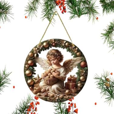 Imagem de Enfeites de Árvore de Natal Anjo - Decoração de Porta de Páscoa em Acrílico 2D | Pingentes Decorativos Festivos | Para Casa Escritório Sala de Estar Quarto Estudo Hotel Porta da Frente Lareira