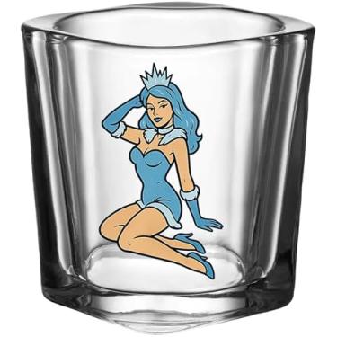 Imagem de Hat Shark Copo de shot sexy Pin-Up Girl Lady, bar de vidro transparente, 42,5 g, 100% seguro para lava-louças! (Sexy Ice Snow Queen Lady Pin-Up)