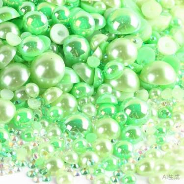 Imagem de 500 peças ABS pérolas semi-redondas e resina flatback strass tamanhos variados kit sortido para fazer joias DIY, arte de unhas, decoração de artesanato (cor 30)