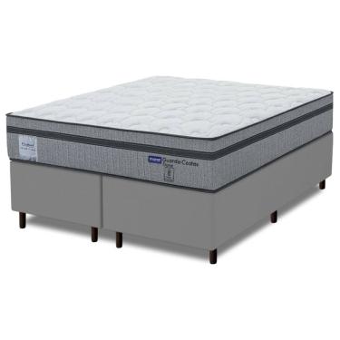 Imagem de Cama Box King Probel Molas Ensacadas Euro In 193x203x68cm Guarda Costas Stone Branco/Cinza