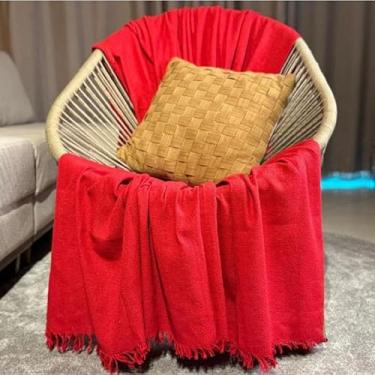 Imagem de Manta para Sofá Gigante 2,40x1,80m Casal Algodão Macio Decorativa(Vermelho)