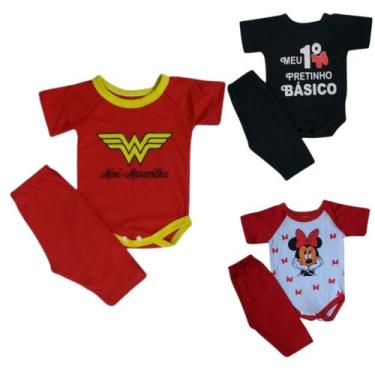Imagem de Kit com 3 Body + calça tema Personagem - Menina - Duda Baby
