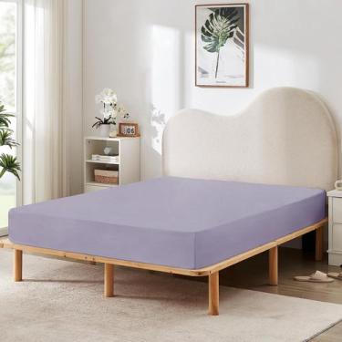 Imagem de Lençol com elástico HBHLFZ Twin XL tamanho 100% poliéster roxo claro