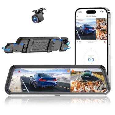 Imagem de Câmera panorâmica de 360 graus com 4 canais, câmera frontal e traseira HD 1080P, aplicativo WiFi integrado, visão noturna, DVR, com tela IPS de 25 cm, espelho retrovisor de tela 24H monitor de