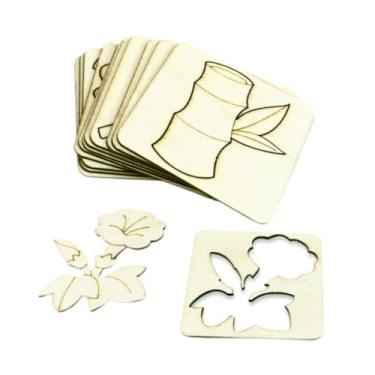 Imagem de Colaxi Conjunto de estênceis de desenho infantil, leves e resistentes, para aprendizado de artes e artesanato. Moldes compactos de madeira para pintura, 12 PeÇas