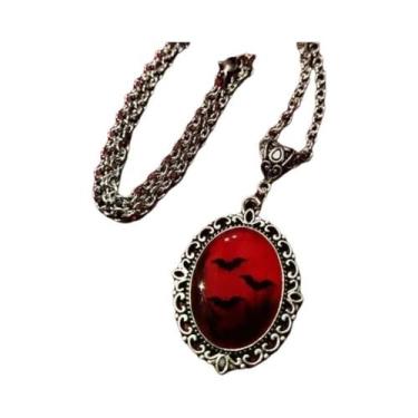 Imagem de Colar Com Pingente Vermelho De Vampiro Em Relevo, Joia Gótica Retrô Pa