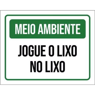 Imagem de Kit 5 Placas Meio Ambiente Jogue Lixo No Lixo Verde 36X46