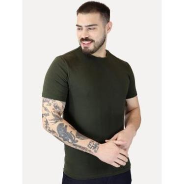 Imagem de Camiseta Calvin Klein Masculina Barra Tag Verde Militar-Masculino