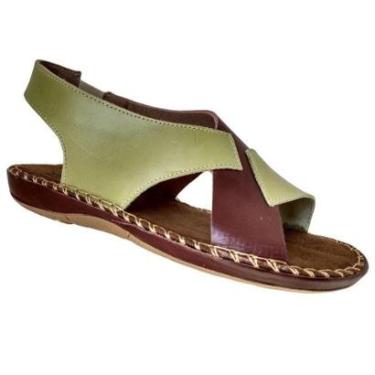 Imagem de Sandália Rasteira Feminina Couro Legítimo Verde-Feminino