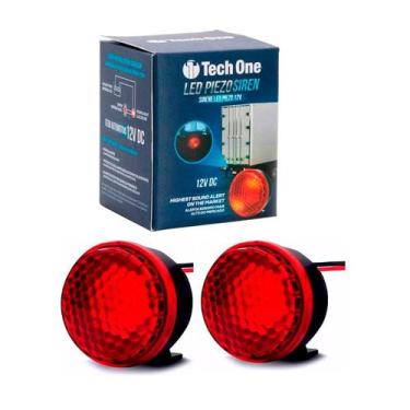 Imagem de Kit 2 Sirene Piezo 6 Tons Com Led Vermelho 12v Marcha Ré Top Universal