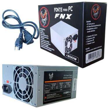 Imagem de Fonte FNX 200W ATX Bivolt Alta Eficiência Silenciosa Com Cabo - FNX Ga