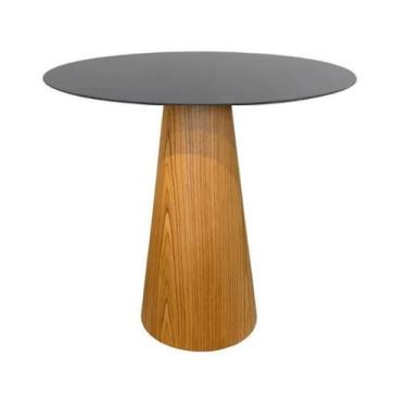 Imagem de Mesa Cone para Sala de Jantar - Madeira Freijó Tampo 70 cm Laca Preta 