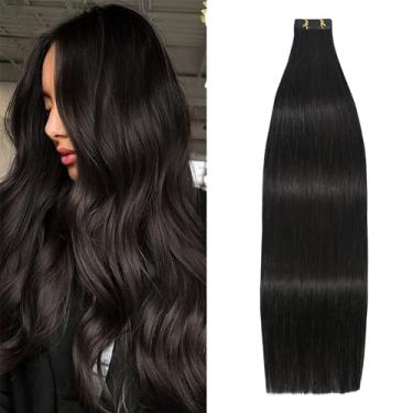 Imagem de WindTouch Extensões de cabelo com fita adesiva 55 cm marrom escuro humano real Remy fita dupla face sem costura 20 peças 60 g