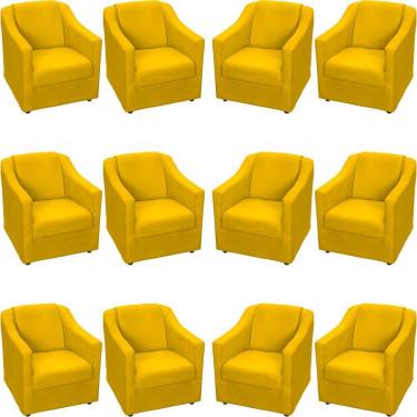 Imagem de Kit 12 Poltronas Mila Pé De Plástico Cromado - Amarelo Suede