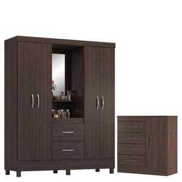 Imagem de Guarda Roupa Casal Capelinha Lord Com Cômoda Montevidéu Café Touch - Demóbile