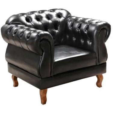 Imagem de Poltrona Chesterfield Elisabeth Clássica Via  Courano Preto