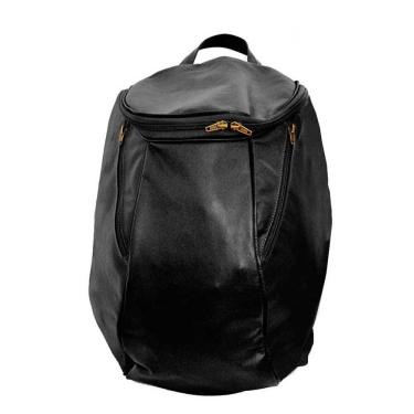 Imagem de Mochila Masculina De Couro Grande Cor Preto Com Faixa Branca