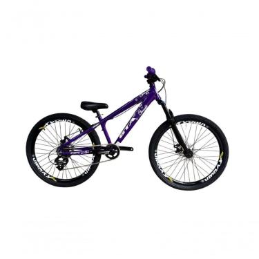 Imagem de Bicicleta Aro 26 Gta Rebel Freeride Downhill Single 7v Rodas Vmaxx Freio A Disco Pneu Flame Preto Roxo