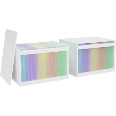 Imagem de LONTAI Caixas de arquivo suspensas de bambu com tampas, pacote com 2, caixa organizadora de arquivos para cartas/arquivos legais, caixa de arquivo com pastas suspensas, luz acrílica, fácil de montar