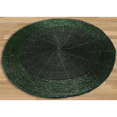 Imagem de Jogo americano Glitz feito à mão com contas – Conjunto de 4 jogos americanos feitos à mão com contas – Essenciais de jantar para o dia das bruxas, colheita, outono, feriados, Natal – 33 cm, redondo