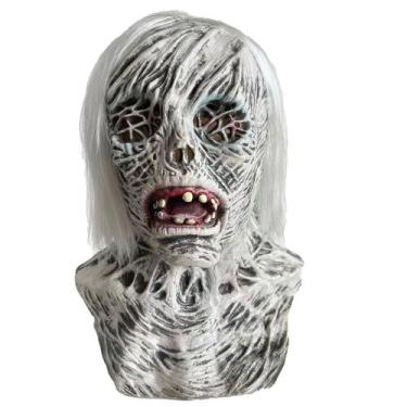 Imagem de Máscara de zumbi Horror Biochemical Zombie com cabelo branco - yiweisa