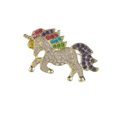 Imagem de Broche Pin Sparkling Unicorn para mulheres com cristal colorido - yiwe