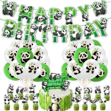 Imagem de Conjunto de decoração de festa Panda Birthday 37 unidades com balões -