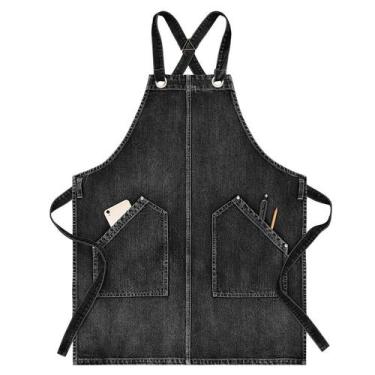 Imagem de Avental lavado com avental, alças cruzadas, unissex, 74x63cm - Yiweisa