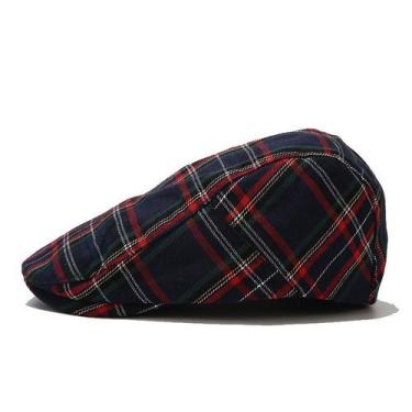 Imagem de Boné plano Gatsby Newsboy Hat Scally Cap para homens azul marinho/verm