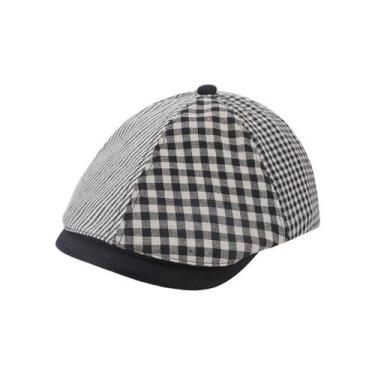 Imagem de Chapéu de jornaleiro quadriculado com boné plano, unissex, vintage, Ga