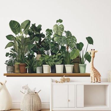 Imagem de Adesivos de parede Tropical Green Plant Monstera PVC 30x90cm 2 folhas 