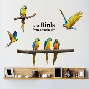 Imagem de Adesivos de parede Macaw Parrot with Quote PVC 40x60cm removíveis - yi