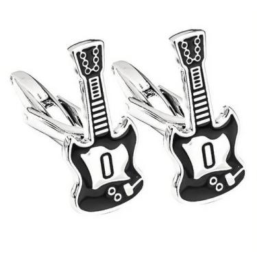 Imagem de Baixo Cufflinks Black com detalhes em esmalte - Yiweisai